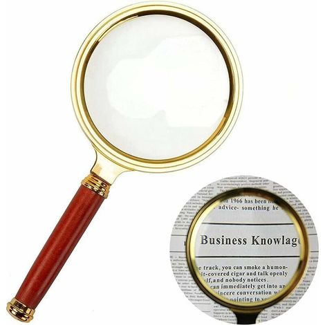 Loupe de lecture - 10x - Diamètre 80 mm - Pour personnes âgées - En métal - Pour lire des livres, des journaux, des cartes, des insectes, des mots croisés, des gravures, des bijoux (1/5)