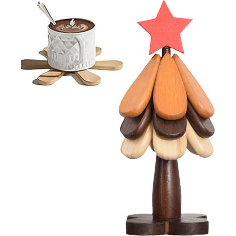 Dessous de plat en bois, forme sapin (1/5)