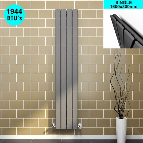 ELEGANT Anthracite Designer Radiator 1600 x 300 mm Vertical Single Flat Panel