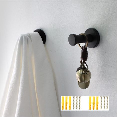 2 ganci da parete rotondi neri, ganci da parete in acciaio inossidabile da 53 mm per appendere oggetti in cucina, bagno e camera da letto principale