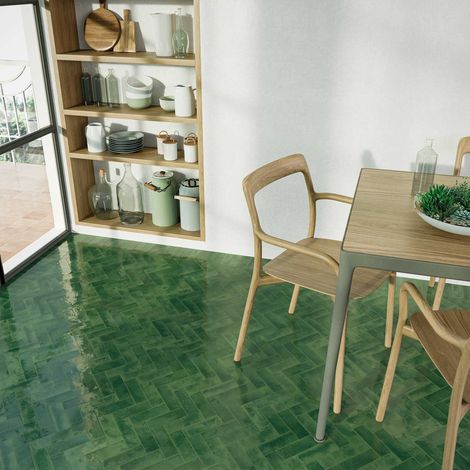 Carrelage grès cérame effet BEJMAT 15x5cm - Olive - Brillant / Poli - boîte de 0.47 m2 - Gioia Materia
