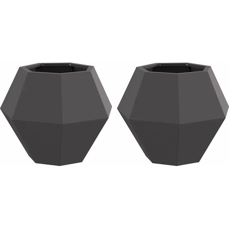 Lot de 2 jardinières rectangulaires pour extérieur 50 x 50 x 40 cm en acier noir (1/5)