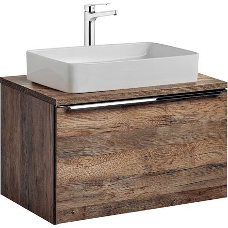 Waschtischunterschrank 80cm mit Keramik-Waschbecken PUEBLA-56 Vintage Oak, B/H/T ca. 80,4/59,5/46 cm (1/5)