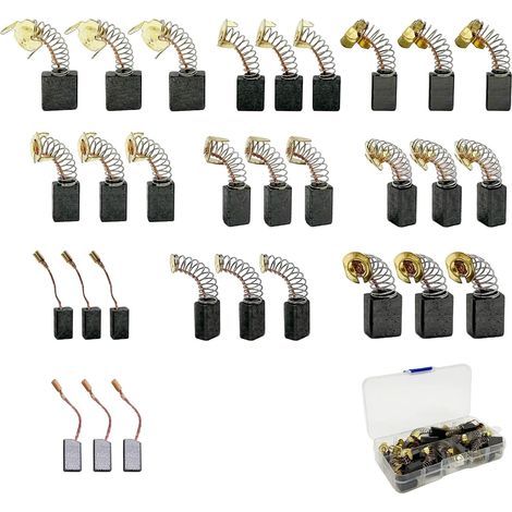 Set de 30 Balais de Charbon pour Moteurs Électriques, 10 Tailles Différentes, Compatible avec Perceuses, Meuleuses, Scies Circulaires - Accessoires Universels pour Outils Électriques (1/5)