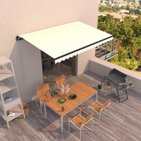 Store banne-Auvent manuel rétractable 400x350 cm Crème (1/5)