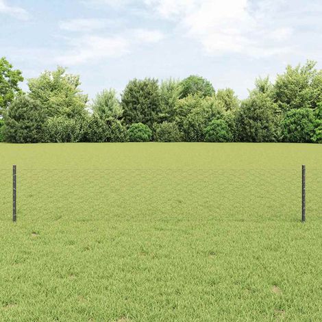 Zaun mit Pfosten Grau 0,4 x 10 m Stahl und PVC