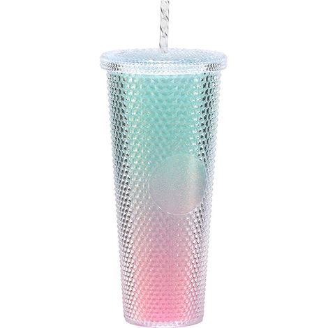 Gobelet à paille en plastique double couche, grande capacité, à motif durian et dégradé de couleurs, très populaire. (1/5)