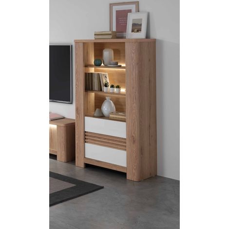 MOBILE MOD. PALAZZO CM 80.5X44.5 H. 160 ROVERE WELLINGTON E BIANCO LUCIDO