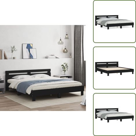 Cabecero de cama - vidaXL Estructura cama con cabecero madera ingeniería negro 160x200 cm - Soporte para espalda