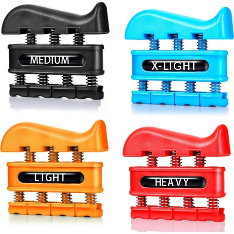4 Pièces Renforceur de Doigt Exerciseur à la Main Exerciseur de Doigt à Ressort Outil d'exercice des Doigts pour Pratique de la Guitare Formation d'escalade et Thérapie Physique (1/5)
