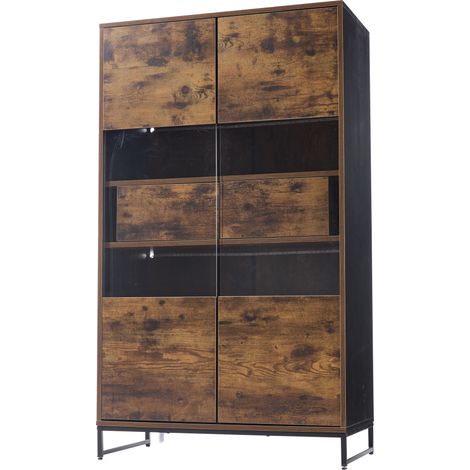 Vetrina con LED Bluetooth 80x40x138 cm in MDF con 2 cassetti e ante in acrilico HOMVRA (1/5)