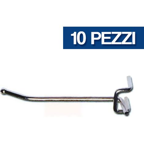 GANCI GANCIO CM 12 PER PANNELLI FORATI ESPOSITORE PORTA ATTREZZI PZ.10 24712/10