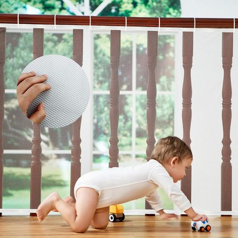 de protection surélevé et durable pour enfants, balustrade, filet de sécurité, (2 m x 78 cm, Blanc, Maille) (1/5)