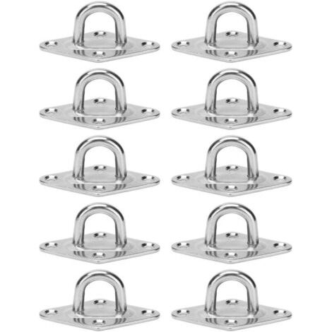 10 Pièces Plaques d'Attache Marine en Acier Inoxydable 316, Crochets Robustes pour Hamac, Boucles Fixes Diamètre 5mm (1/5)