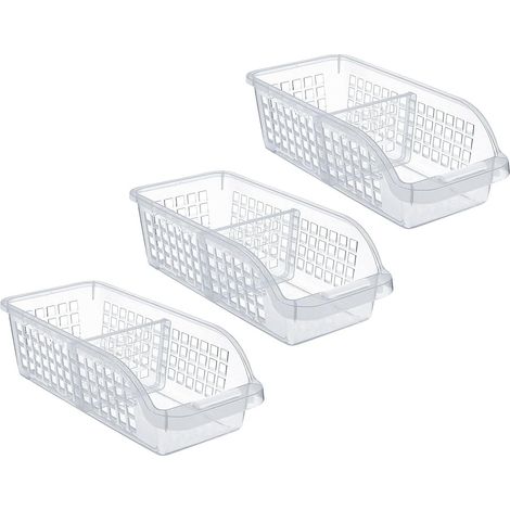 Organizer per frigorifero da 3 pezzi con divisorio - Scatola portaoggetti da cucina in plastica, organizer trasparente, contenitore per cucina, frigorifero e altri oggetti (1/5)