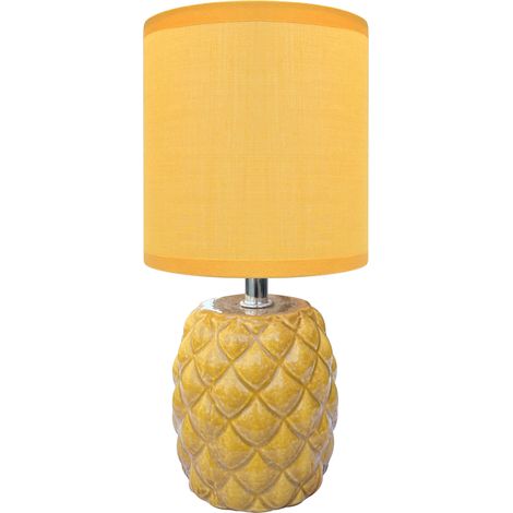 Lampada Moderna Da Comodino A Forma Di Ananas Certificata RoHS In Ceramica Con Paralume 45W Scrivania Tavolo Abat Jour Giallo
