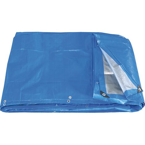 Telo in polietilene grigio e blu con anelli pesante 2.86x1.9 mt Fervi 0281