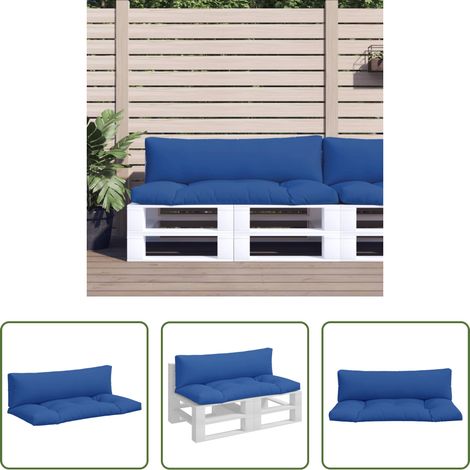 vidaXL Outdoor Wohnzimmer -  Palettenkissen 2 Stk. Blau Stoff