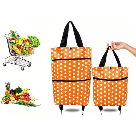 Chariot de courses pliable - Chariot/sac bandoulière 3 en 1 à roulettes - Très grande capacité, robuste et durable, léger et portable (1/5)