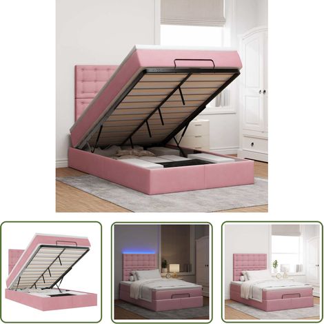 vidaXL Ottoman-Bett mit Matratzen & LEDs Rosa 120x200 cm Samt (1/5)