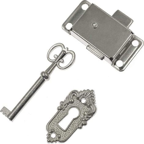 2-teilige Schrankschlösser, dekorative antike Möbelschlösser mit Schlüsseln, klassische quadratische antike Zierschlösser, Schubladenschlösser für Küchenmöbel (weißes Nickel)