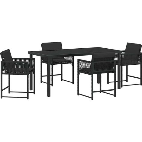Ensemble de salle à manger pour jardin 5 pcs,Salon de jardin Noir polyrotin CFW36527 (1/5)
