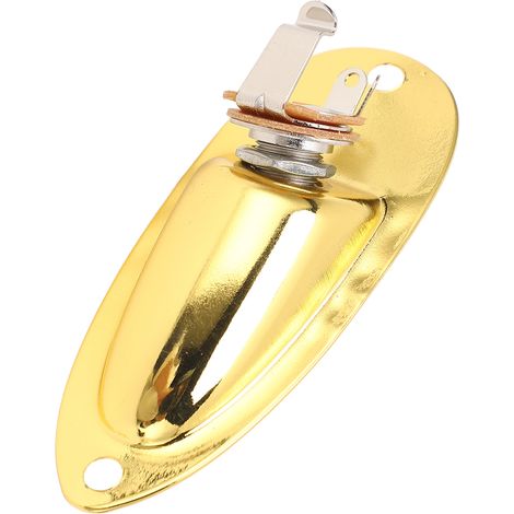 Prise jack d'entrée/sortie pour guitare électrique, type bateau, 6,35 mm, en métal, avec 2 fixations de cordes GT49 dorée (1/5)