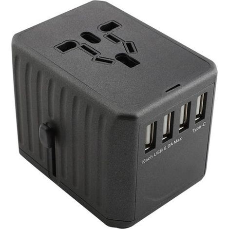 Universal 100-250V Adapter - 4 USB Ports - Wall Charger for Mobile Phones and Laptops (1/5)