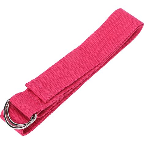 Sangle d'étirement de fitness non élastique, sangle de yoga extensible en coton avec boucle en D (rose rouge) (1/5)