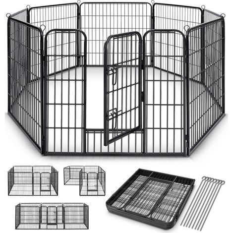 TRESKO Recinzione Recinto per Cani, Gabbia per cuccioli per cani, gabbia per cani, box per cuccioli, circonferenza 640 cm, altezza 60 cm, in metallo robusto (1/5)
