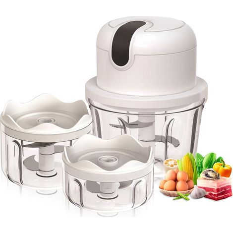 Hachoir électrique Avec Port USB: Mini Robot De Cuisine 100 Ml, 250 Ml, 300 Ml - Coupe-Légumes électrique Avec 3 Lames Tranchantes - Presse-Ail Multifonction Pour Viande, Légumes, Fruits (1/5)