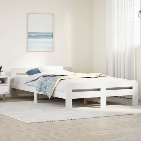 Estructura de cama sin colchón madera de pino blanco 135x190 cm vidaXL (1/5)