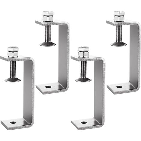 Lot de 4 pinces en C robustes de 10,2 cm pour bureau en vrac de 69 à 93 mm réglables avec trou M10 en acier inoxydable, petite pince en forme de tigre en métal pour le travail du bois, le (1/5)