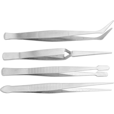 Pince à coudre flexible 4 pièces, embout en acier inoxydable, pointe coudée large et croisée, longue pince électronique précise (1/5)