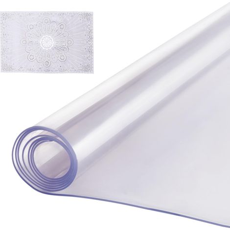 Nappe Rectangle Transparente 61x121,9 cm Épaisseur 2 mm, Film de Table Transparent en PVC, Imperméable et Facile à Nettoyer, Protection de Table pour Bureau, Cuisine Restaurant Salle à Manger (1/5)