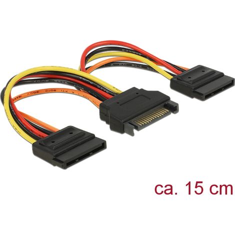 Delock cable de alimentaciÃ³n sata de 15 contactos macho  2 x sata de alimentaciÃ³n hembra de 15 contactos y 15 cm