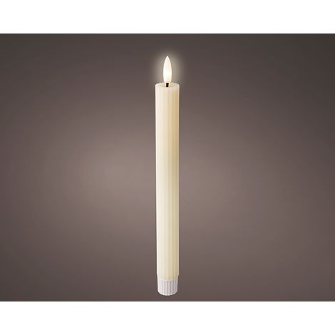 Pack de 2 unidades de vela LED de cera lisa Ø2,2x24,5cm LUMINEO – Beige (1/2)