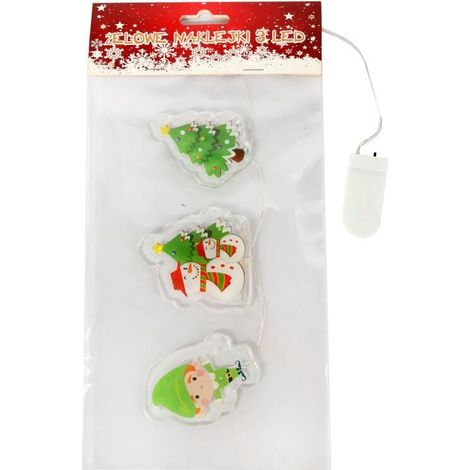 Adesivi natalizi in gel con LED per decorare finestre e mobili - Pupazzo di neve multicolore (1/3)
