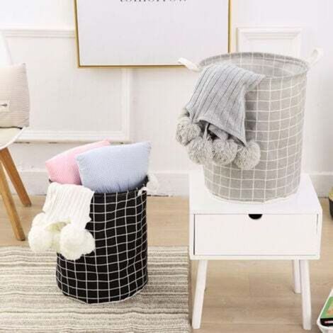 Gris,Noir Panier à Linge,Panier à Linge Lot de 2,Panier à Linge Pliable avec Poignée,Panier à Linge enduit Imperméable avec Sac Sale,Panier de Rangement en Coton,34x44cm