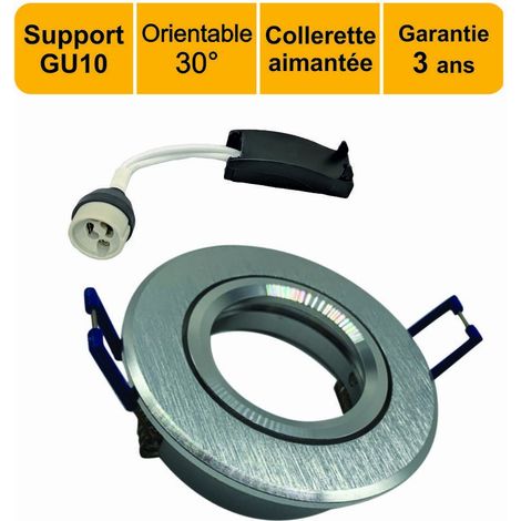 Support spot chrome encastrable orientable aimanté + douille GU10 inclus - garantie 3 ans (1/5)