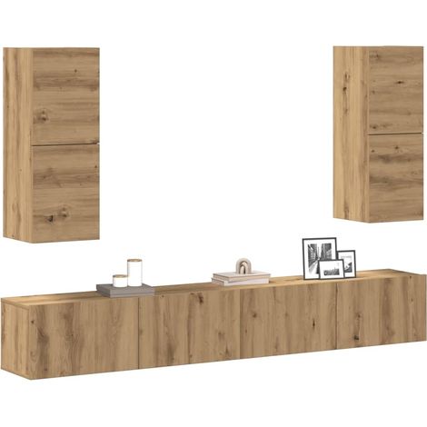 4-tlg. TV-Schrank-Set Wandmontage Artisan-Eiche Holzwerkstoff