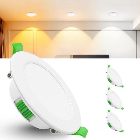 Lot de 6 Spot Led Encastrable Extra Plat, 5W 600LM Spot Encastrable Led 68mm - 75mm Découpe, Blanc Chaud 2700K Blanc Neutre 4000K Blanc Froid 6000K Spot Salle de Bain IP44 pour Cuisine, Blanc (1/5)