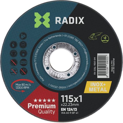 Disque à tronçonner inox et métal - Radix - 115 x 1 x 22.23 mm (1/2)
