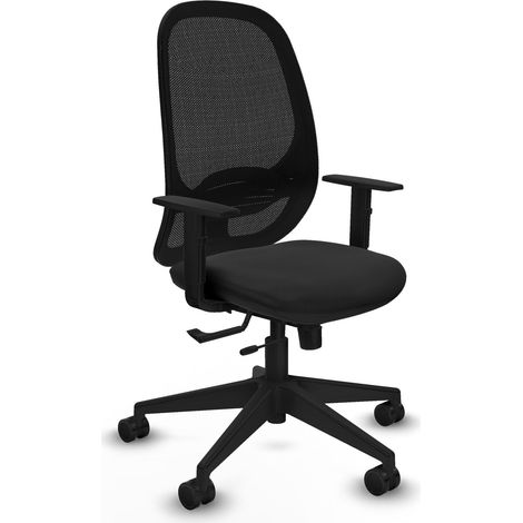 Silla de oficina piqueras y crespo Cilanco tela malla negra cuero sintético (1/2)