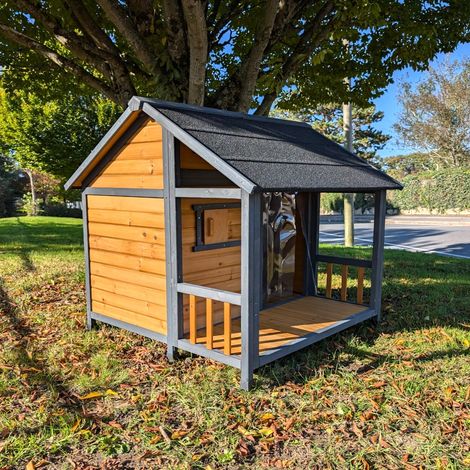 Animal Valley – Niche à chien chalet Saint-Bernard V2 – Toit double pente – Plancher renforcé – Dimensions 132x104x108cm – Pour chiens jusqu'à 42kg (1/5)