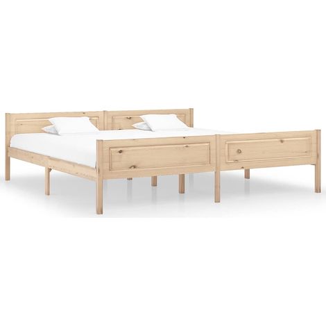 Lit double pour adulte Cadre de lit - Bois de pin massif 200x200 cm BV513761 - BonneVie (1/5)