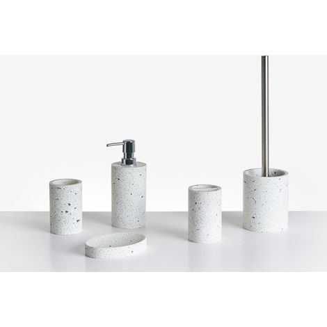 5-Piece Bathroom Accessories Set PERENE White Terrazzo