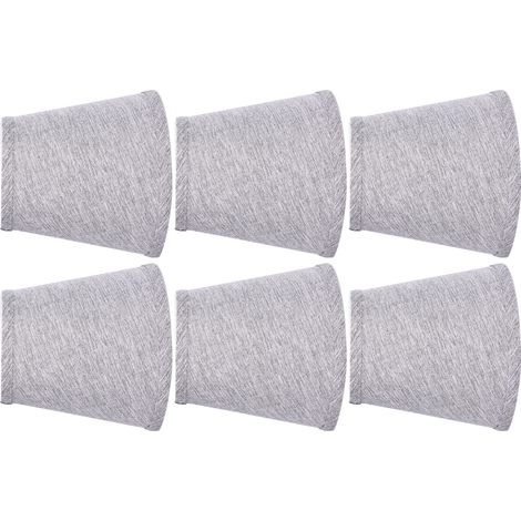 Lot de 6 abat-jour en tissu gris argenté E14 pour lampe de table ou plafonnier, idéal pour un hôtel ou un salon. (1/5)