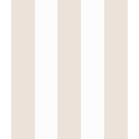 Papier peint rayures larges beige sable blanc (1/3)