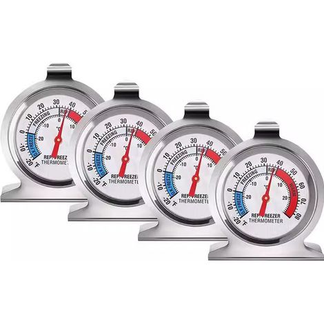 Thermomètre de réfrigérateur en acier inoxydable, bimétallique, précis et écologique. (1/5)